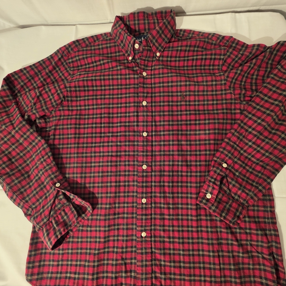 VINTAGE Y2K RALPH LAUREN BLUE LABEL Red  Plaid Shirt XL